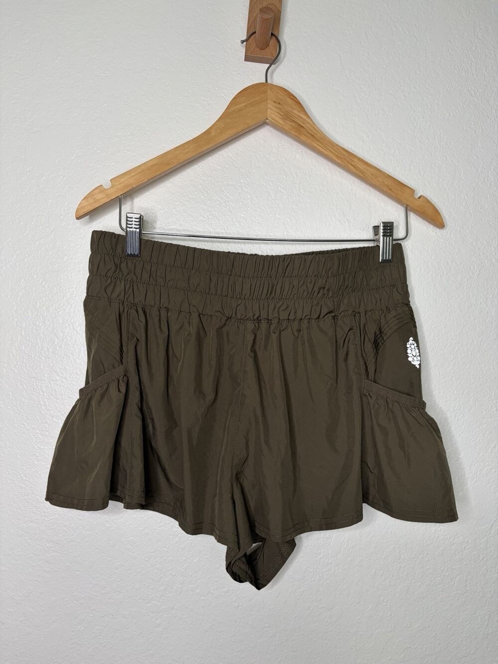 Free People Movement Get Your Flirt On Short Dark Olive Green Size Medium